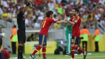 Fábregas, en el momento de ser sustituido.