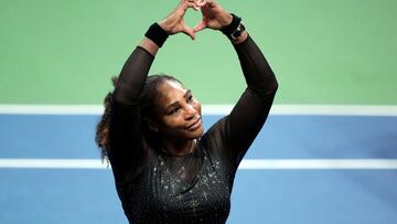 Sep 2, 2022; Flushing, NY, USA; Serena Williams of the United States gestures to the crowd after a match against Ajla Tomljanovic of Australia on day five of the 2022 U.S. Open tennis tournament at USTA Billie Jean King Tennis Center. Mandatory Credit: Danielle Parhizkaran-USA TODAY Sports TPX IMAGES OF THE DAY