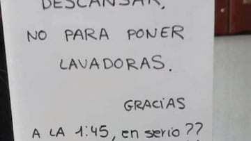 Una vecina pone su lavadora por la noche para pagar menos, la comunidad le deja un recado y ella responde: “¿La luz me la pagas tú?”