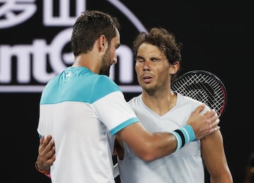 Así luchó Nadal lesionado contra Cilic en Australia