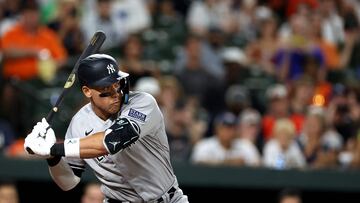 BALTIMORE, MARYLAND - JULY 28: Aaron Judge #99 of the New York Yankees bats against the Baltimore Orioles in the fourth inning at Oriole Park at Camden Yards on July 28, 2023 in Baltimore, Maryland.   Rob Carr/Getty Images/AFP (Photo by Rob Carr / GETTY IMAGES NORTH AMERICA / Getty Images via AFP)