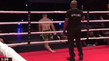 La surrealista escena de un español después de un KO antológico en kickboxing