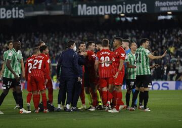 Tras el gol del empate de Fekir, Joan Jordán fue agredido desde la grada con el lanzamiento de un palo y el encuentro fue suspendido.
  