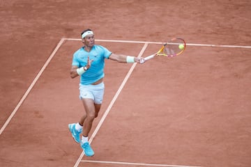 Spain's Rafael Nadal returns the ball to Sweden's Leo Borg during their men's singles match of the ATP Nordea Open tennis tournament in Bastad, Sweden, on July 16, 2024. (Photo by Adam Ihse/TT / TT News Agency / AFP) / Sweden OUT