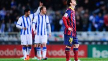 Messi lamenta la derrota del Barcelona en San Sebasti&aacute;n.