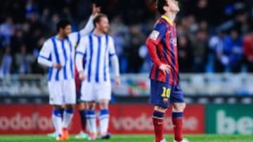 Messi lamenta la derrota del Barcelona en San Sebastián.