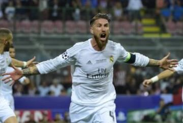 Sergio Ramos celebra el 1-0.