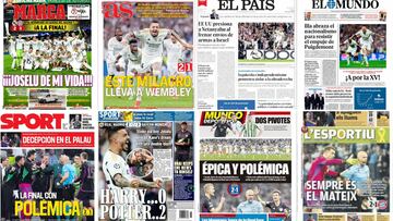 "Milagro y polémica": las portadas de la nueva remontada del Real Madrid en Champions League