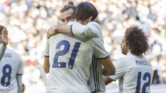 Victoria del @realmadrid por 3-0 ante el @clubdeportivoleganes, con doblete de @garethbale11 y gol de @alvaromorata. Foto: Felipe Sevillano/Diario AS #RealMadridLeganes #LaLiga #ligasantander
 
 06/11/16 Partido Primera Division 
 Real Madrid - Leganes C.D.
 Gol 3-0 Morata
 ALEGRIA Gareth Bale 