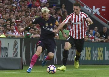 Lionel Messi in the thick of things during Barcelona's 1-0 win over Athletic Bilbao on Sunday night.