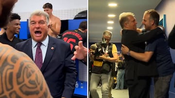 Laporta goes wild in Barça locker room after La Liga triumph