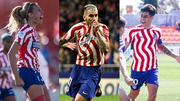 Maitane, Correa y Carlos Mart¨ªn celebran sus goles del fin de semana.