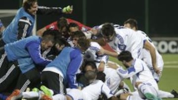 Así celebró San Marino el gol de Vitaioli.
