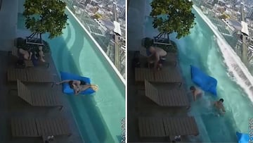 Pánico absoluto esta secuencia del inicio del terremoto desde la azotea de un hotel: vean...