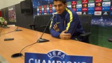 Luis Suárez, en la rueda de prensa de Amsterdam.