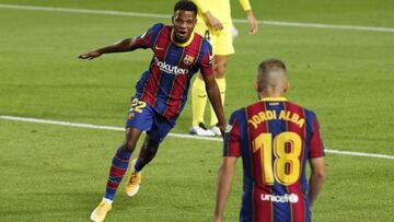 Ansu celebra su primer gol en esta Liga ante el Villarreal.