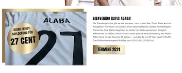 En Austria ya venden camisetas de Alaba del Real Madrid