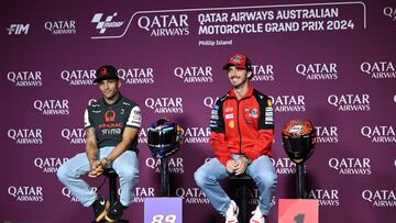 Martín y Bagnaia en la rueda de prensa del GP de Australia.