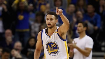 Stephen Curry durante la victoria de los Warriors ante los Knicks