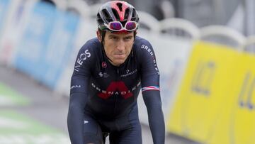El ciclista gal&eacute;s del Ineos-Grenadiers Geraint Thomas llega a la meta en la octava etapa del Tour de Francia en Tignes.