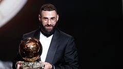 Soccer Football - 2022 Ballon d'Or - Chatelet Theatre, Paris, France - October 17, 2022 Real Madrid's Karim Benzema after winning the Ballon d'Or REUTERS/Benoit Tessier