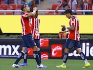 Ricardo Marin celebrates his goal 3-0 of Guadalajara during the 11th round match between Guadalajara and Santos as part of the Liga BBVA MX Varonil, Torneo Clausura 2026 at Akron Stadium, on March 14, 2026 in Guadalajara, Jalisco, Mexico.