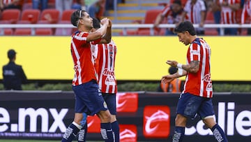 Ricardo Marin celebrates his goal 3-0 of Guadalajara during the 11th round match between Guadalajara and Santos as part of the Liga BBVA MX Varonil, Torneo Clausura 2026 at Akron Stadium, on March 14, 2026 in Guadalajara, Jalisco, Mexico.