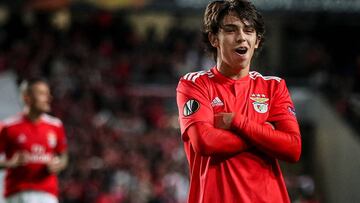 João Félix, hoy en el Atlético, durante el Benfica-Eintracht Frankfurt de 2019.