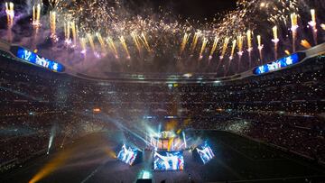 MADRID, SPAIN - MAY 27: Fireworks are set off during celebrations at the Santiago Bernabeu stadium following their victory last night in Kiev in the UEFA Champions League final, on May 27, 2018 in Madrid, Spain. Real beat Liverpool 3-1 in the final to lif