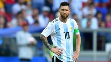 France vs Argentina - Kazan Arena, Kazan, Russia - June 30, 2018 Argentina's Lionel Messi looks looks dejected