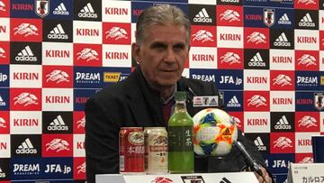 Carlos Queiroz durante la rueda de prensa posterior al triunfo de Colombia 0-1 sobre Japón.