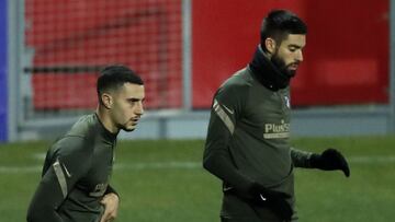Hermoso y Carrasco, con el Atlético de Madrid.