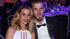 Edurne y David De Gea en la cena final del Manchester United