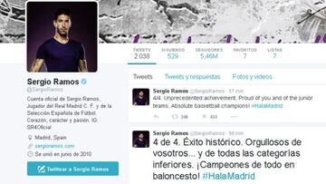 Sergio Ramos, en Twitter