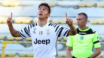 Paulo Dybala celebrando el 1-1 ante el Bolonia.