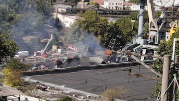 View of a damaged Russian ship following a Ukrainian missile attack on Sevastopol, Crimea September 13, 2023 in this social media image obtained by REUTERS  THIS IMAGE HAS BEEN SUPPLIED BY A THIRD PARTY. MANDATORY CREDIT. NO RESALES. NO ARCHIVES. BEST QUALITY AVAILABLE