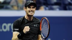 Andy Murray celebra un punto ante Lukas Rosol en su partido en el US Open.