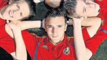 <b>CRACKS. </b>De izquierda a drecha: Nacho Camacho, Sergio Rodríguez, David de Gea y Pichu Atienza.