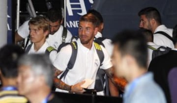 Sergio Ramos a su llegada a Shanghái.