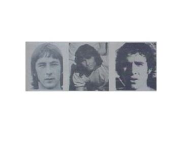 Tres figuras de Chile en el Sudamericano 1975: El arquero Oscar Wirth, el volante Jaime Palma y el delantero Juan Soto.