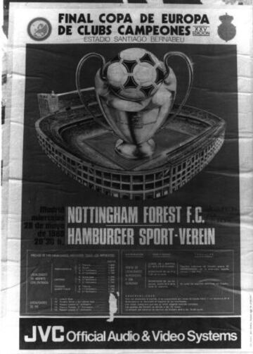 La tercera final de Copa de Europa que se ha jugado en el Bernabéu fue la de 1980 entre Nottingham Forest y Hamburgo.