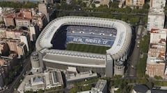 Vista aérea del estadio Santiago Bernabéu antes de la reforma actual.