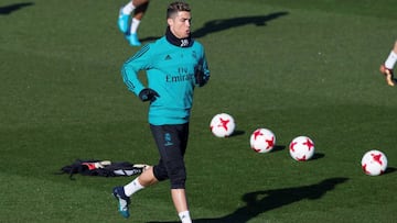 Cristiano Ronaldo durante el entrenamiento de ayer