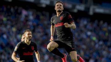 Sa&uacute;l celebra su gol al Espanyol antes del paron del Covid-19.