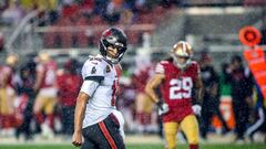 SANTA CLARA, CA - DECEMBER 11: Tampa Bay Buccaneers quarterback Tom Brady (12) walks on the field in the fourth quarter of an NFL game between the San Francisco 49ers and Tampa Bay Buccaneers on December 11, 2022, at Levis Stadium, in Santa Clara, CA. (Photo by Tony Ding/Icon Sportswire via Getty Images)