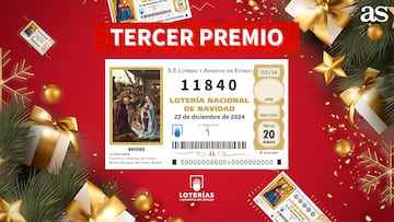 11840, tercer premio del sorteo de la Lotería de Navidad 2024