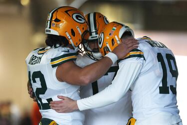 Los Packers tuvieron problemas para mover el balón de manera consistente, pero en el tercer cuarto lograron romper el cero mediante un gol de campo de Brandon McManus. El kicker de Green Bay falló un intento de 38 yardas entre las dos intercepciones de Love. 
 (Photo by AL BELLO / GETTY IMAGES NORTH AMERICA / Getty Images via AFP)
