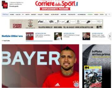 Corriere dello Sport presentó en grande el fichaje de Arturo Vidal por Bayern Munich.