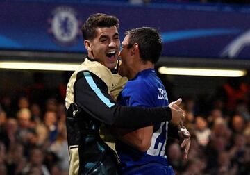 Champions League joy | Chelsea's Cesar Azpilicueta celebrates scoring their third goal with Alvaro Morata.