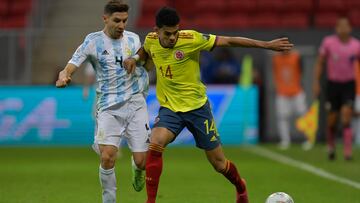En el Colombia - Argentina se volverán a enfrentar Luis Díaz y Gonzalo Montiel.